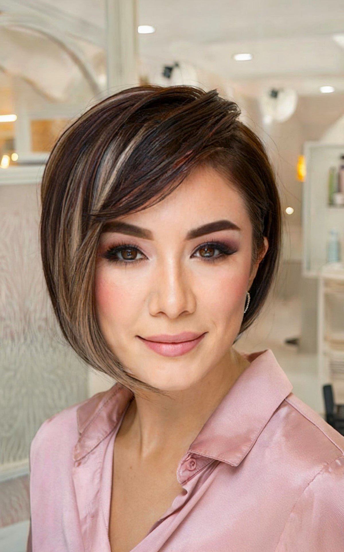 accented sleek bob haircut