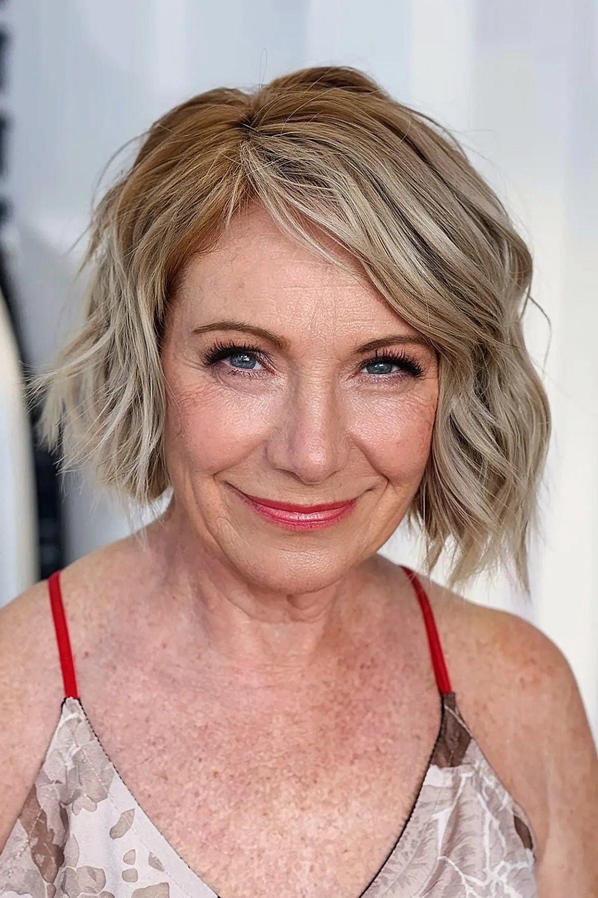 Asymmetrical Angled Bob with Blonde Choppy Ends