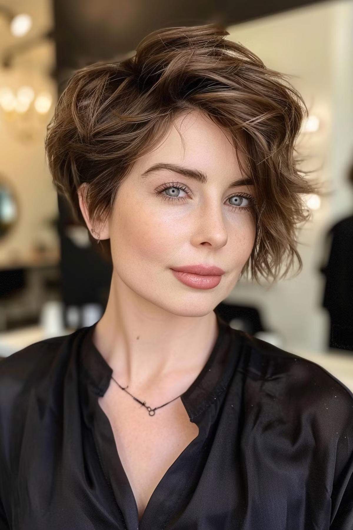 Brown Messy Pixie