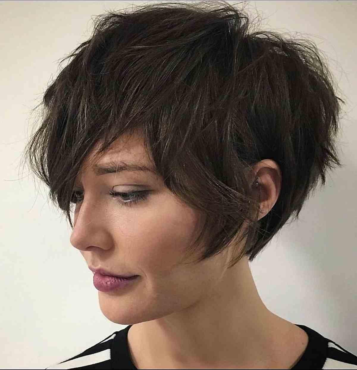 Chocolately Messy Pixie with Sideburns