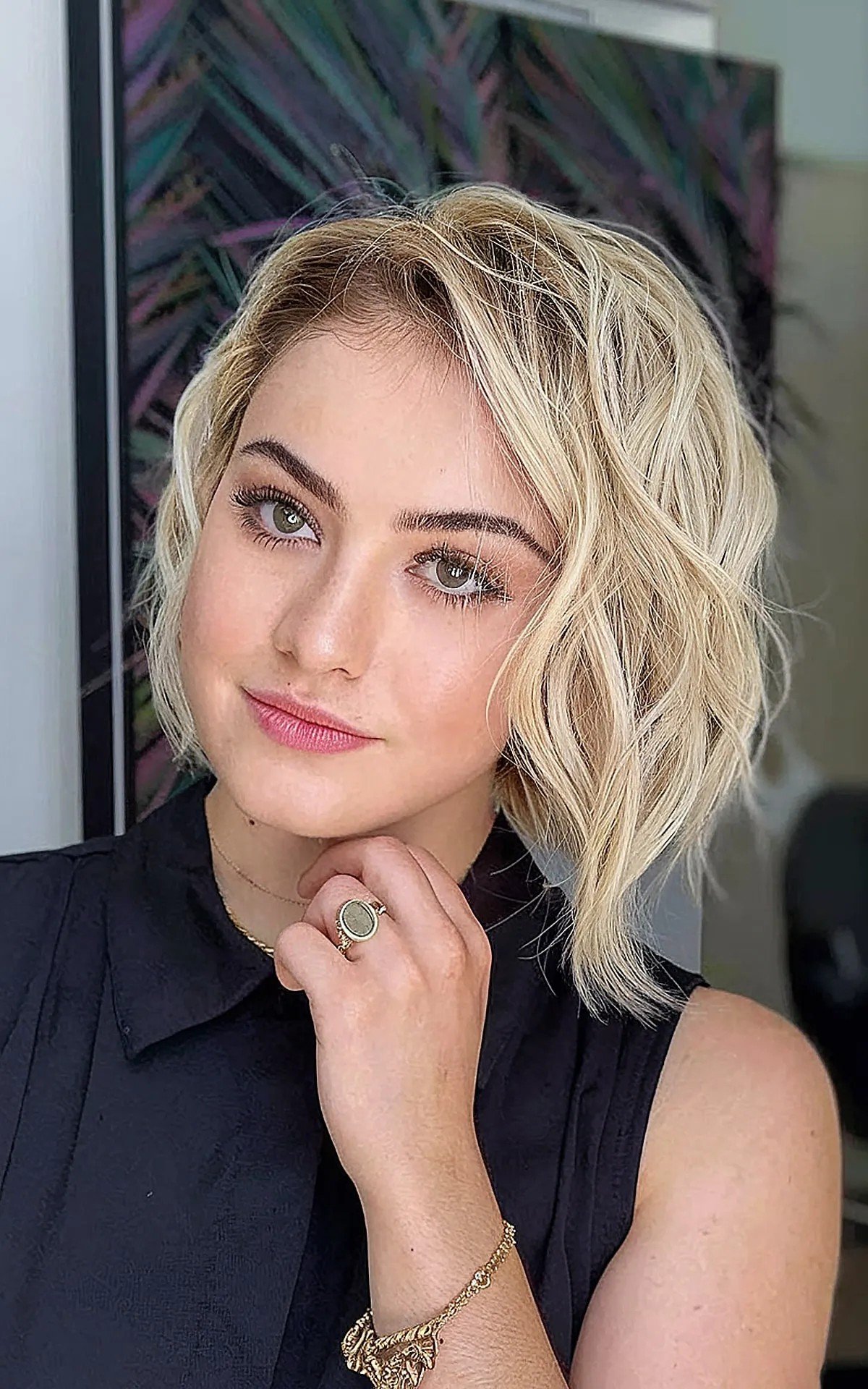 Choppy Layered Bob with Beach Waves