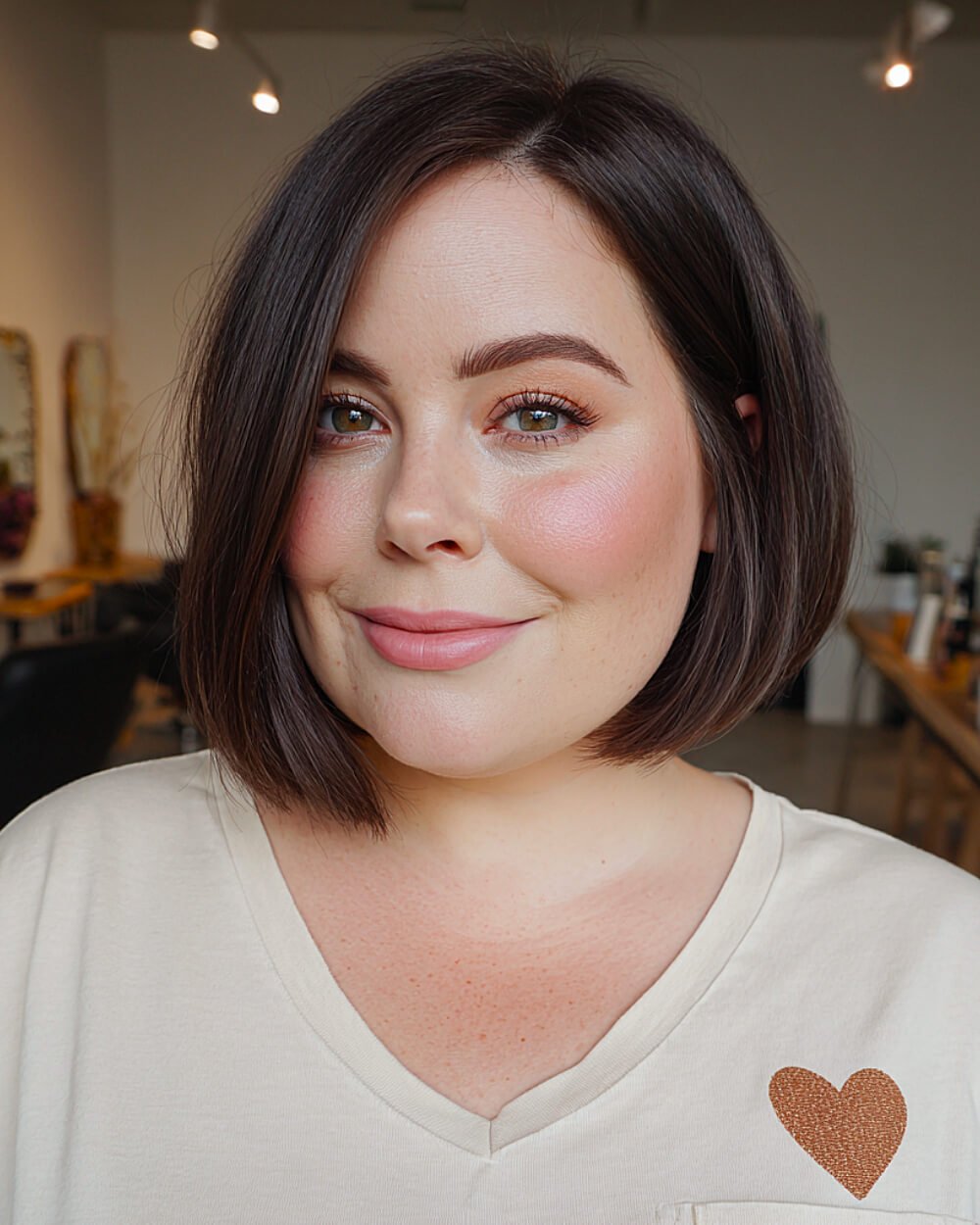 Classic blunt bob with a defined side part