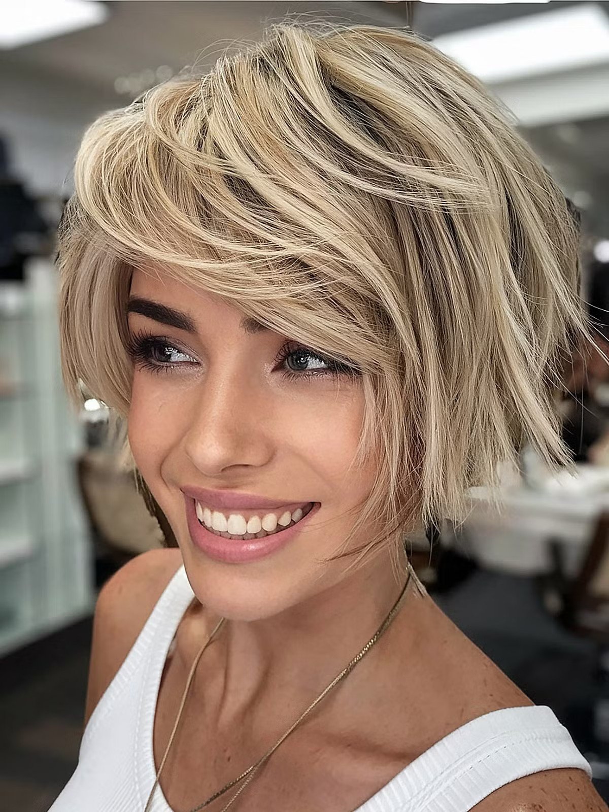 Cute cropped choppy bob