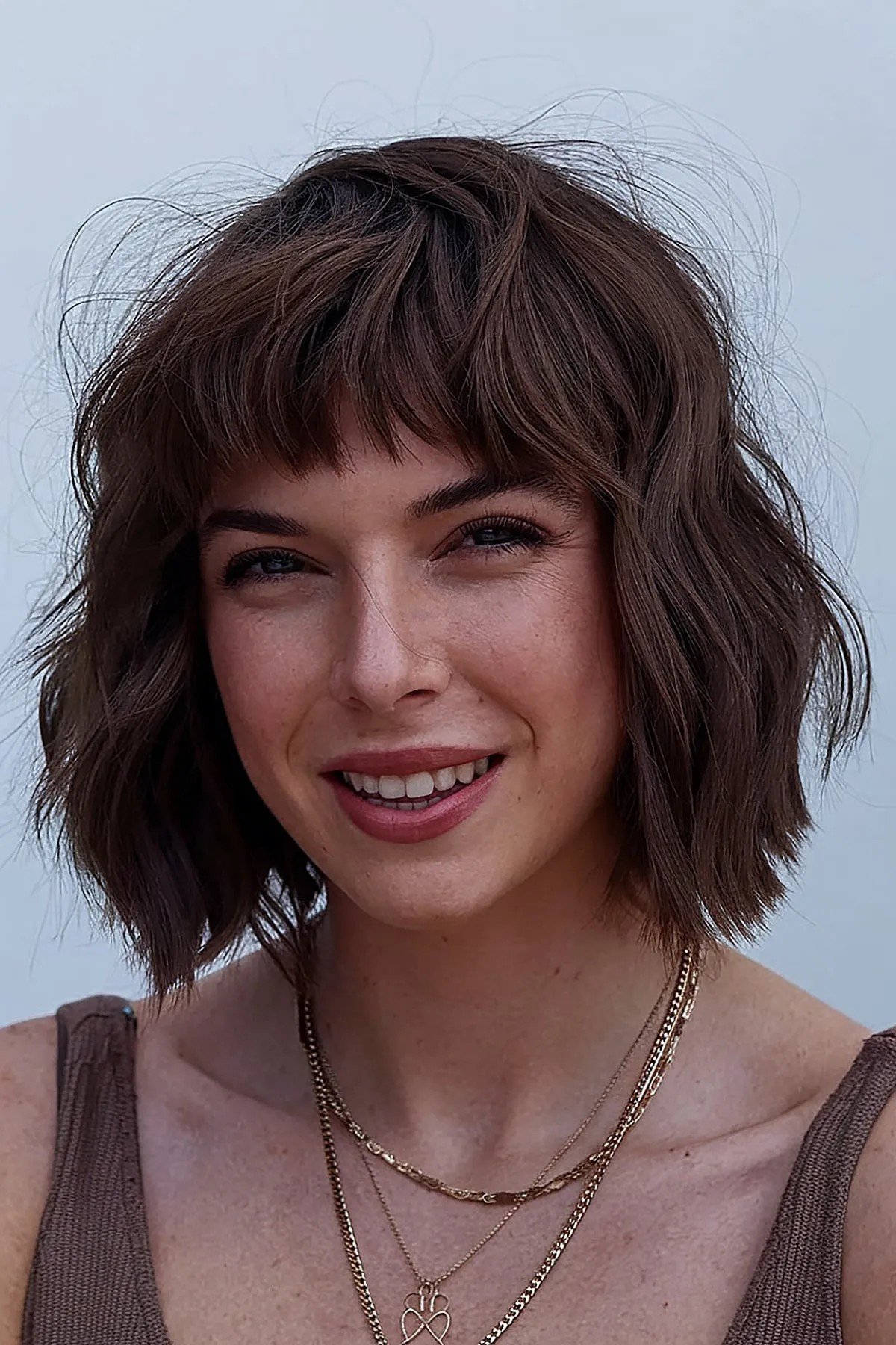 Dark Brown Shagged Bob