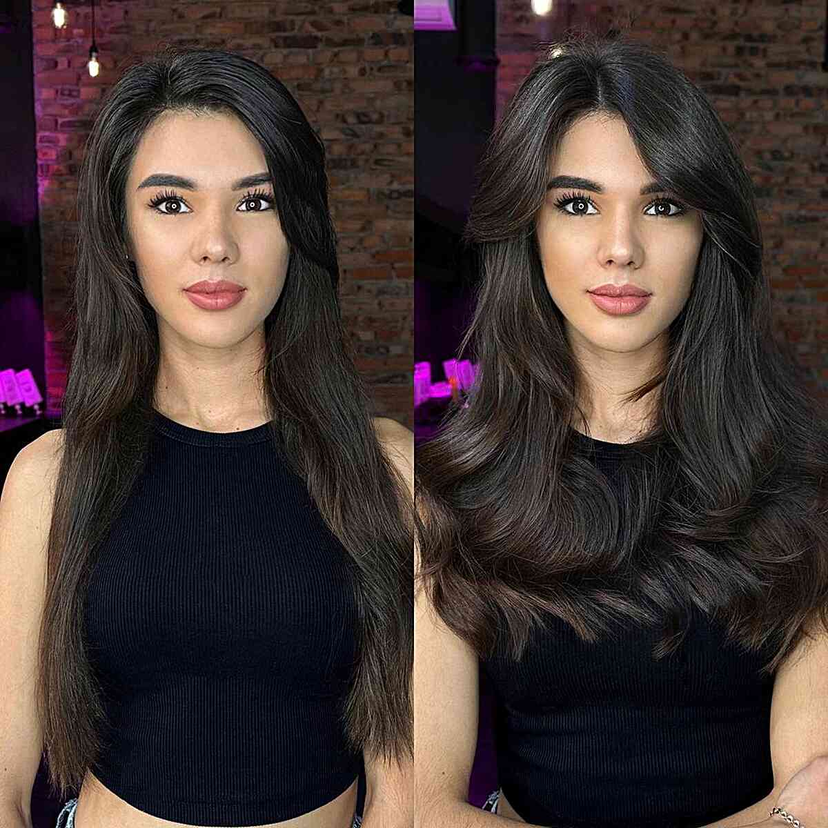 Dark Brunette Layers for Long Straight Hair