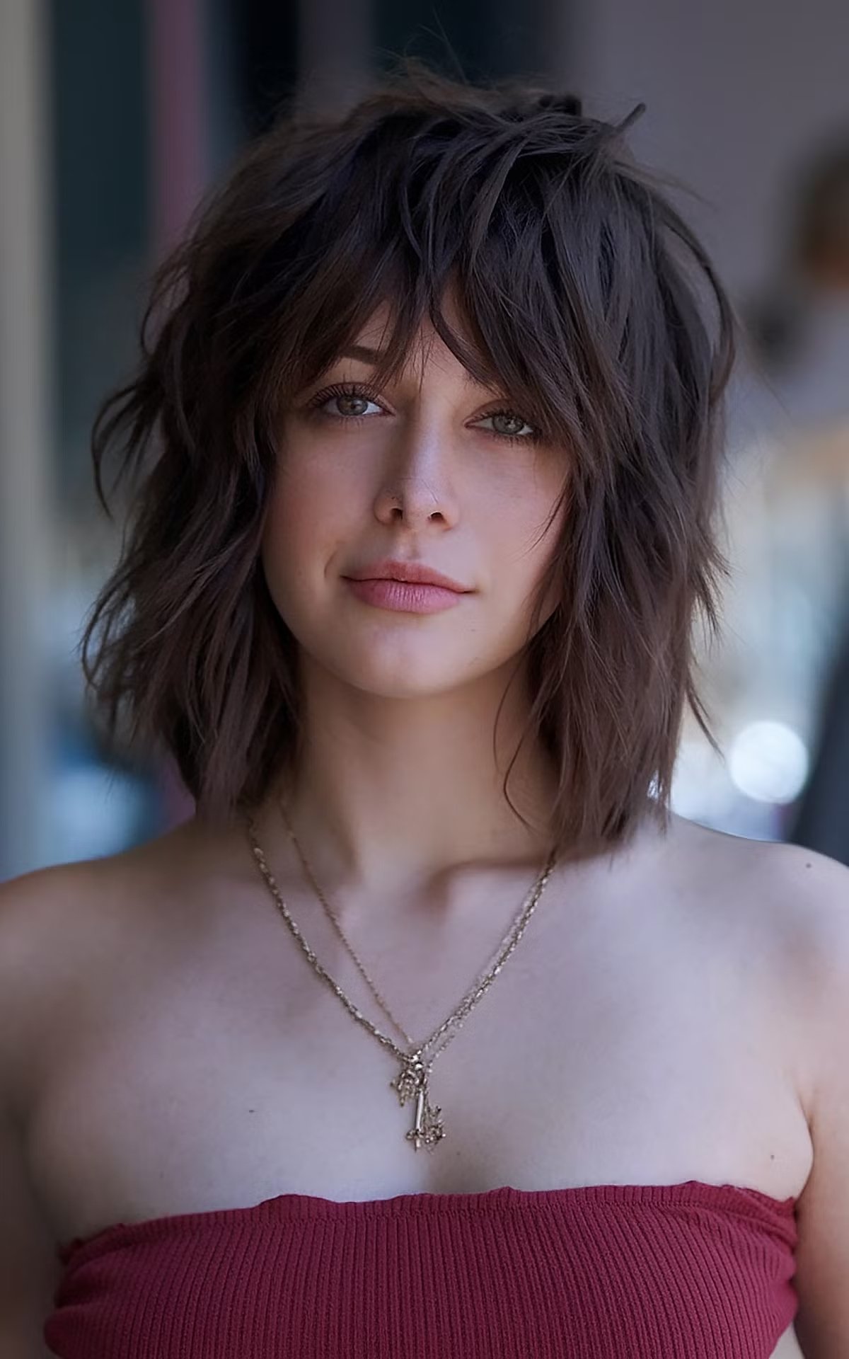Edgy Textured Bob with Bangs