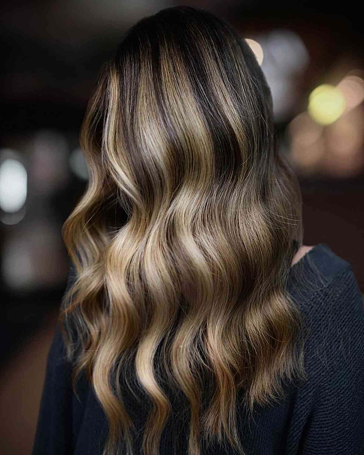 Honey Blonde Tones and Dark Balayage Hair