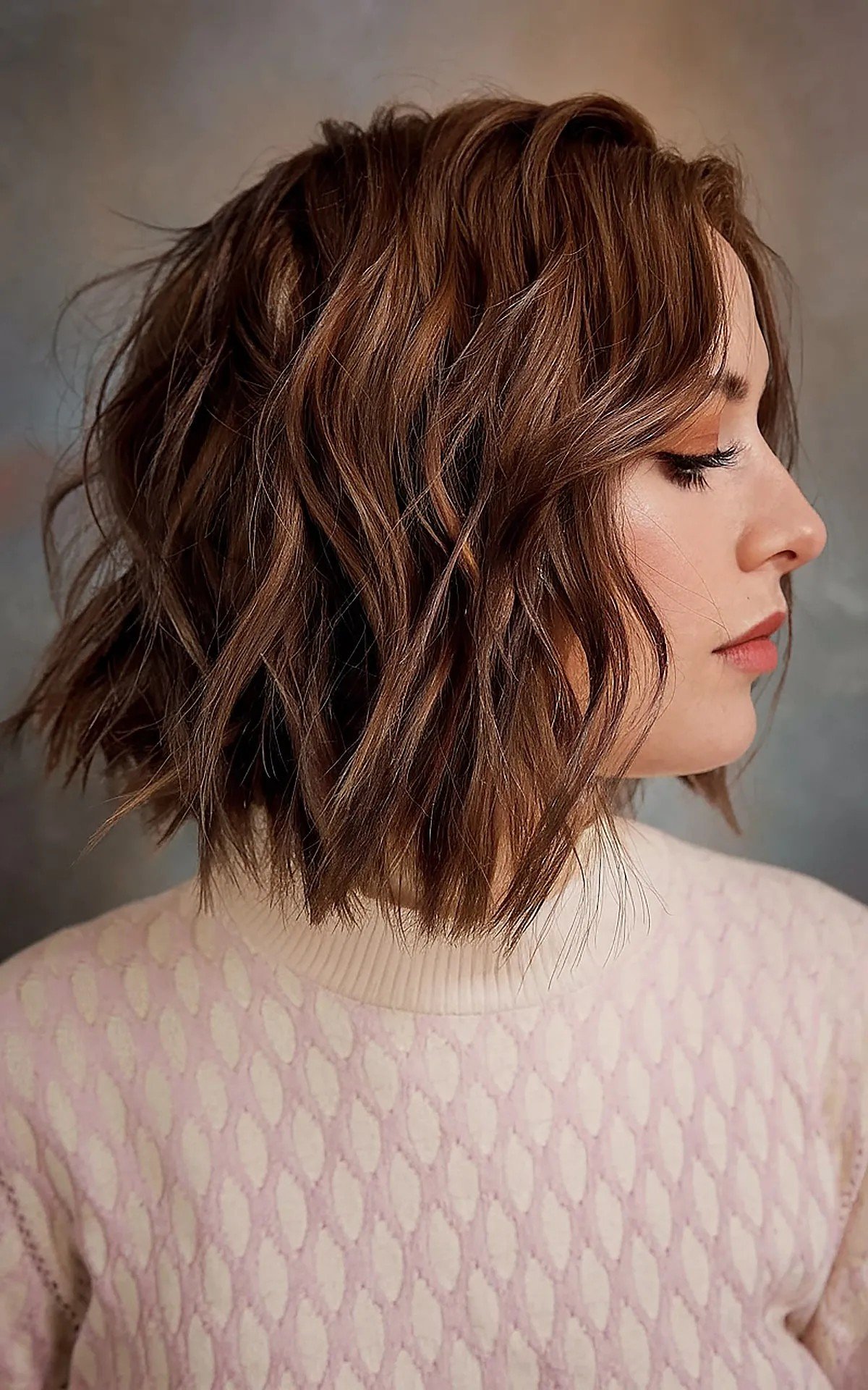 Jagged Choppy Bob with Face-Framing Layers on Fine-Textured Tresses