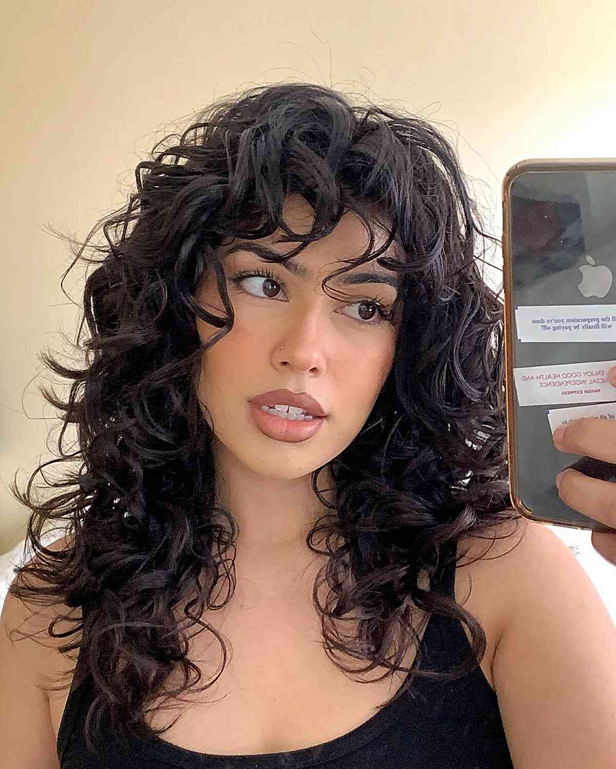 Layered Curly Hair with Curly Bangs