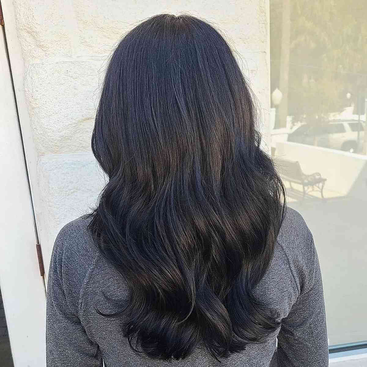 Long Bouncy Blowout on Black Hair