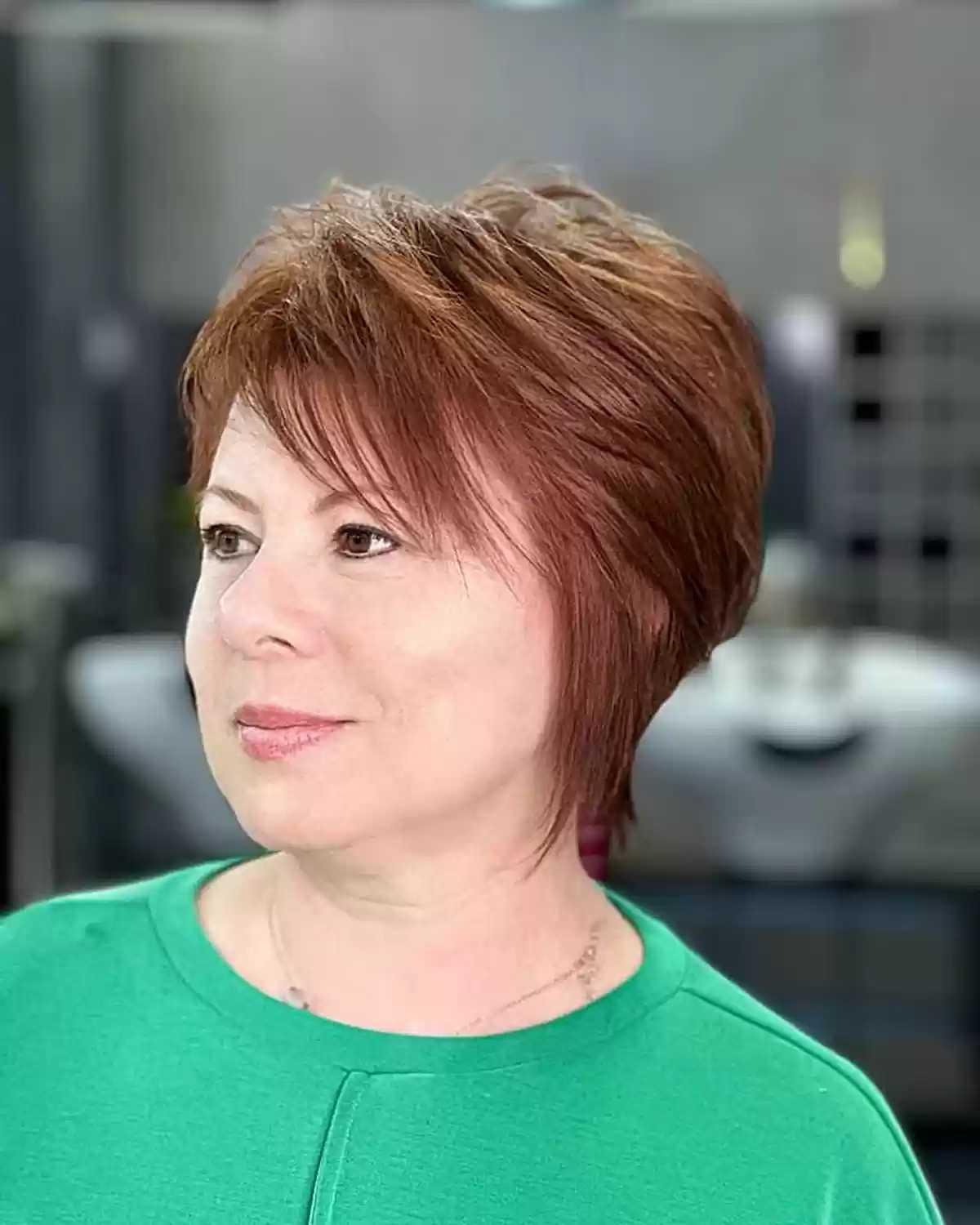 Long Dark Auburn Lixie for Older Ladies