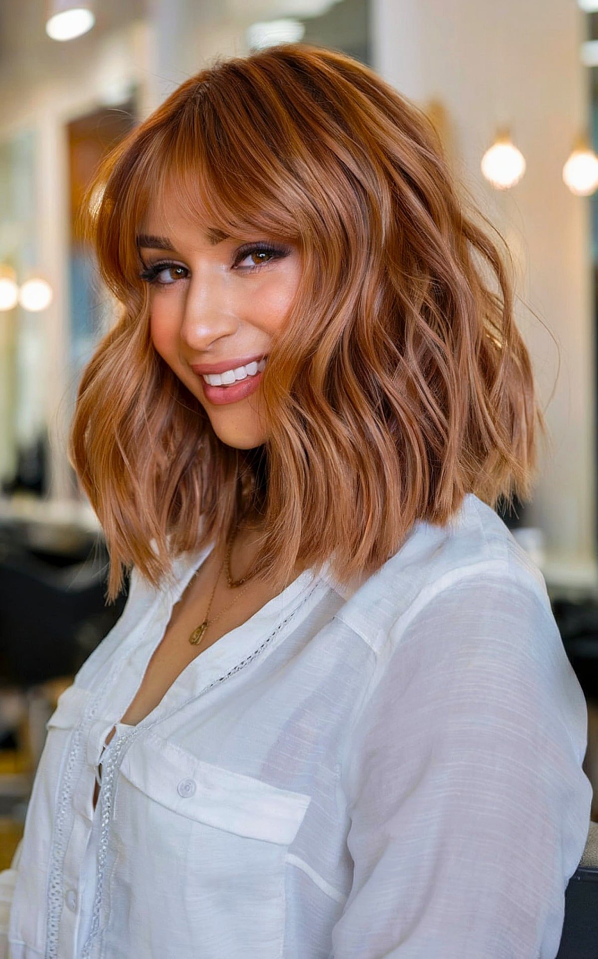 Lovely Shoulder-Length Bob with Bangs