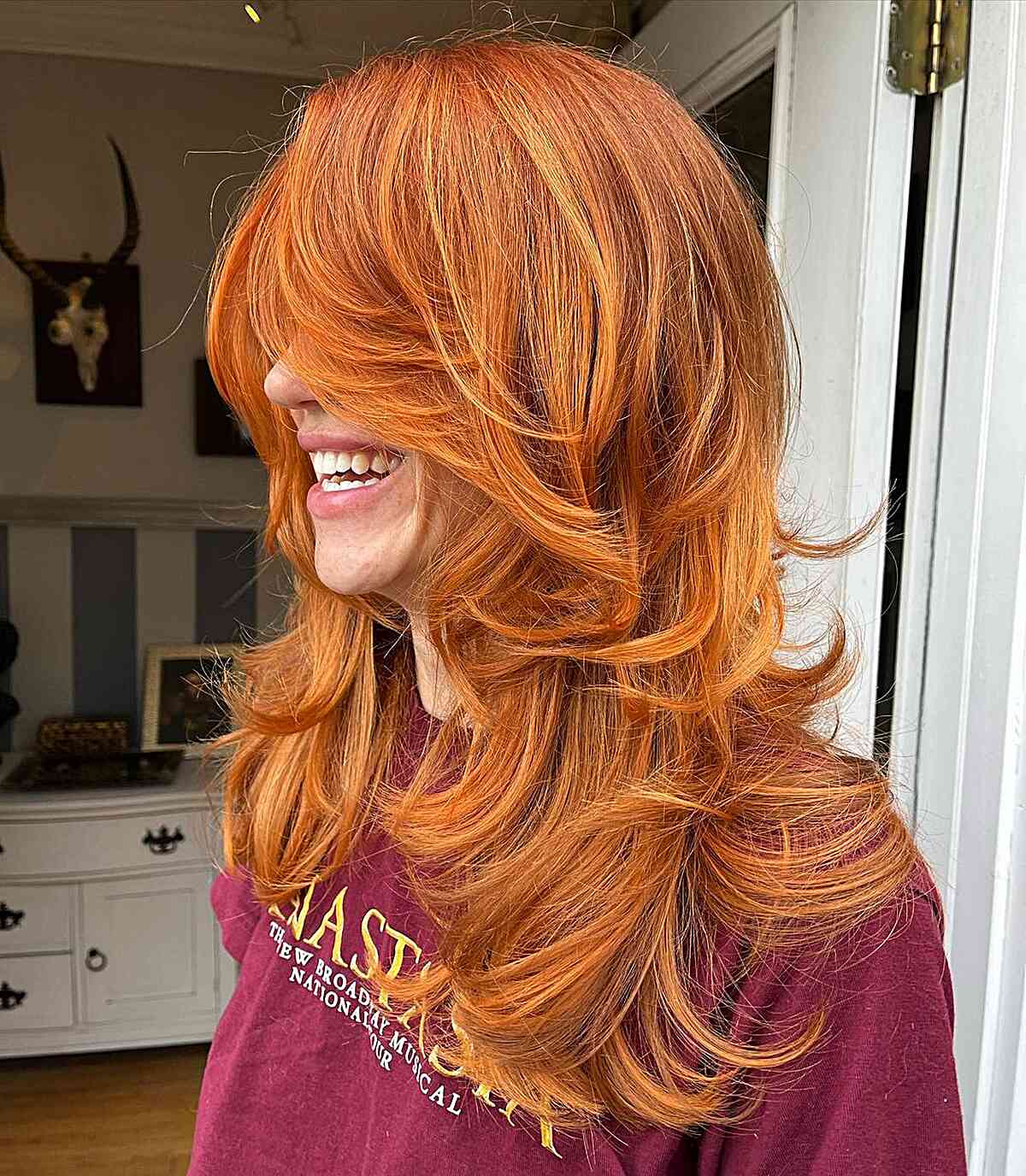 Medium Butterfly Layers on Bright Ginger Hair