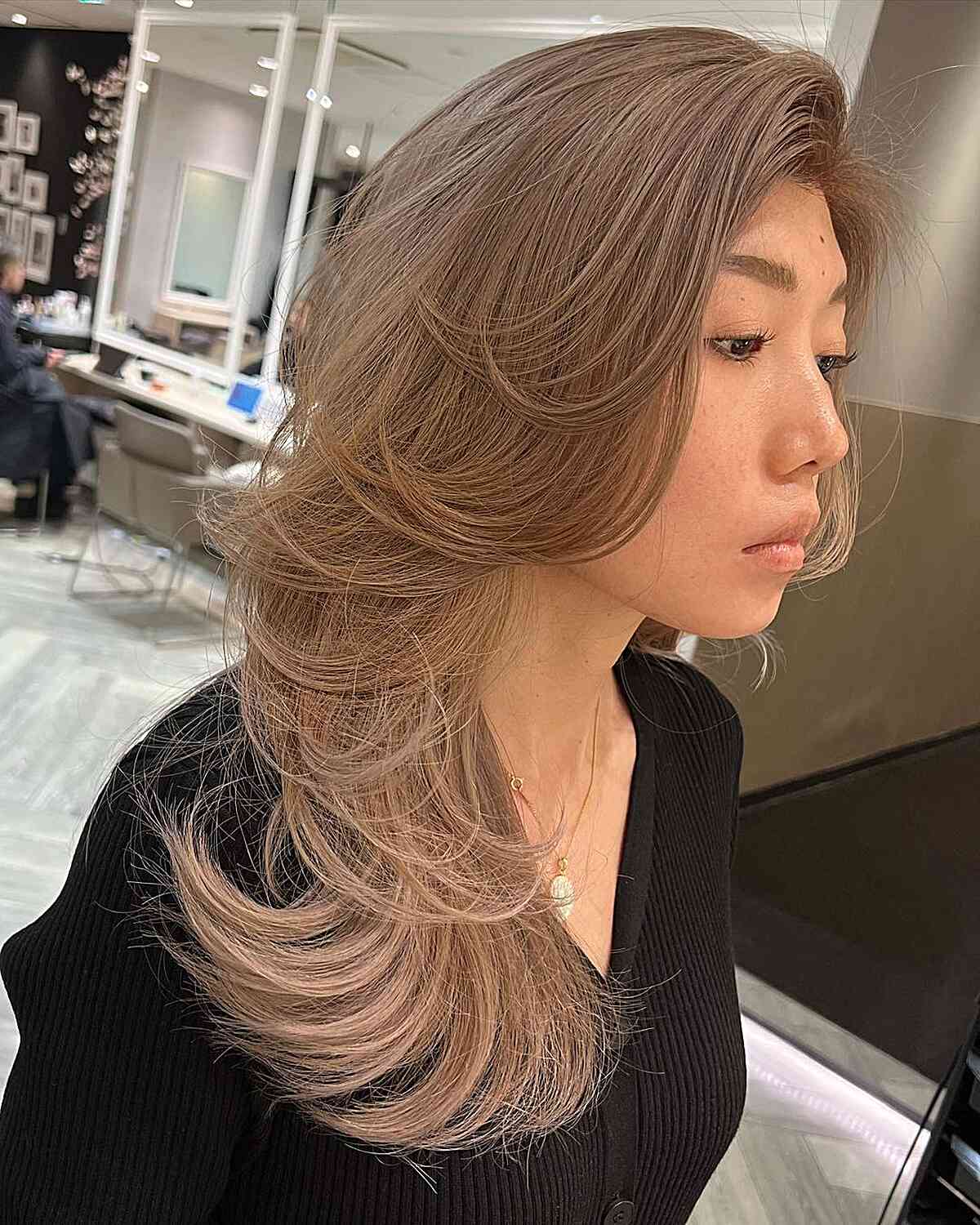 Medium Layered Haircut with Butterfly Wings