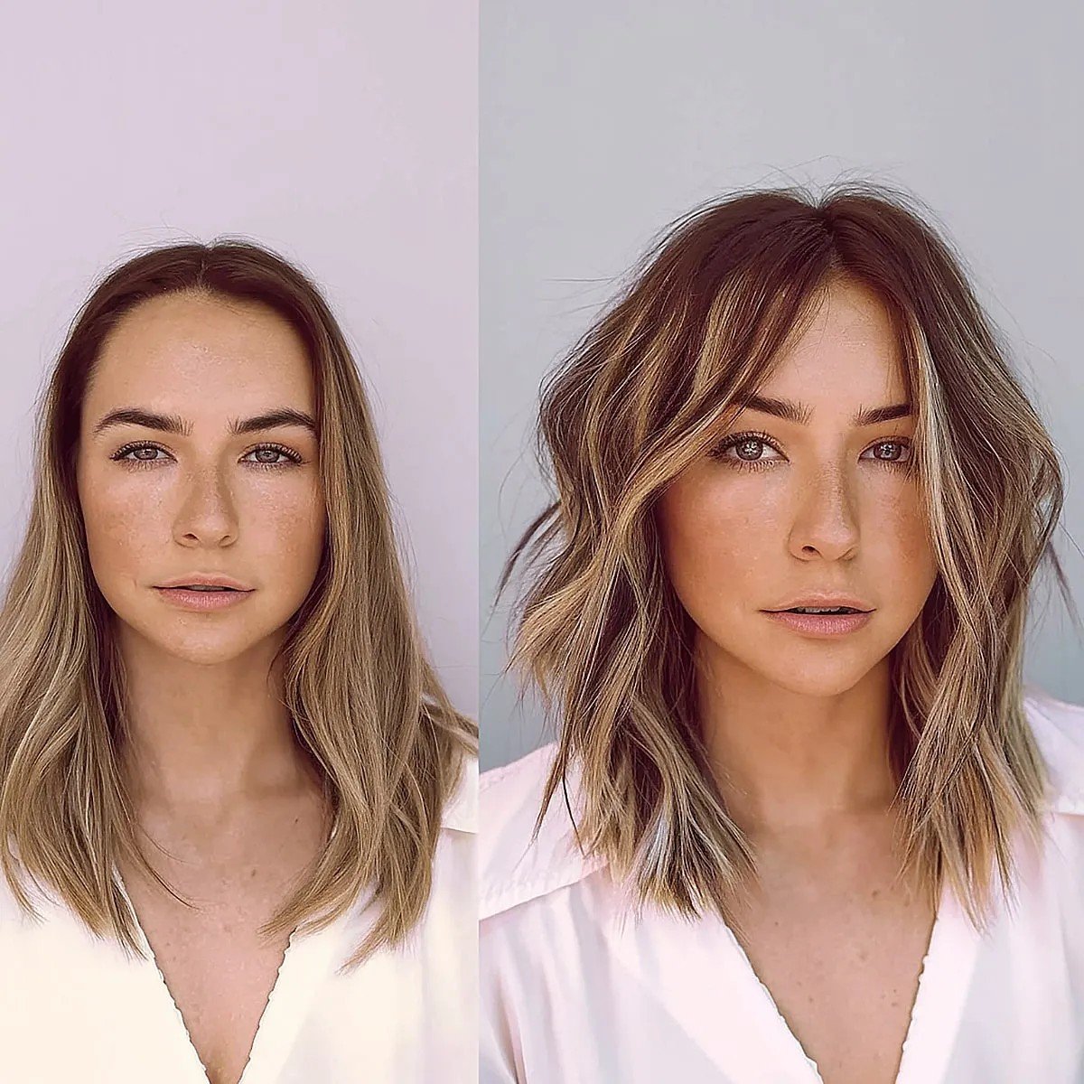 Medium-Length Choppy Bob with Blonde Highlights
