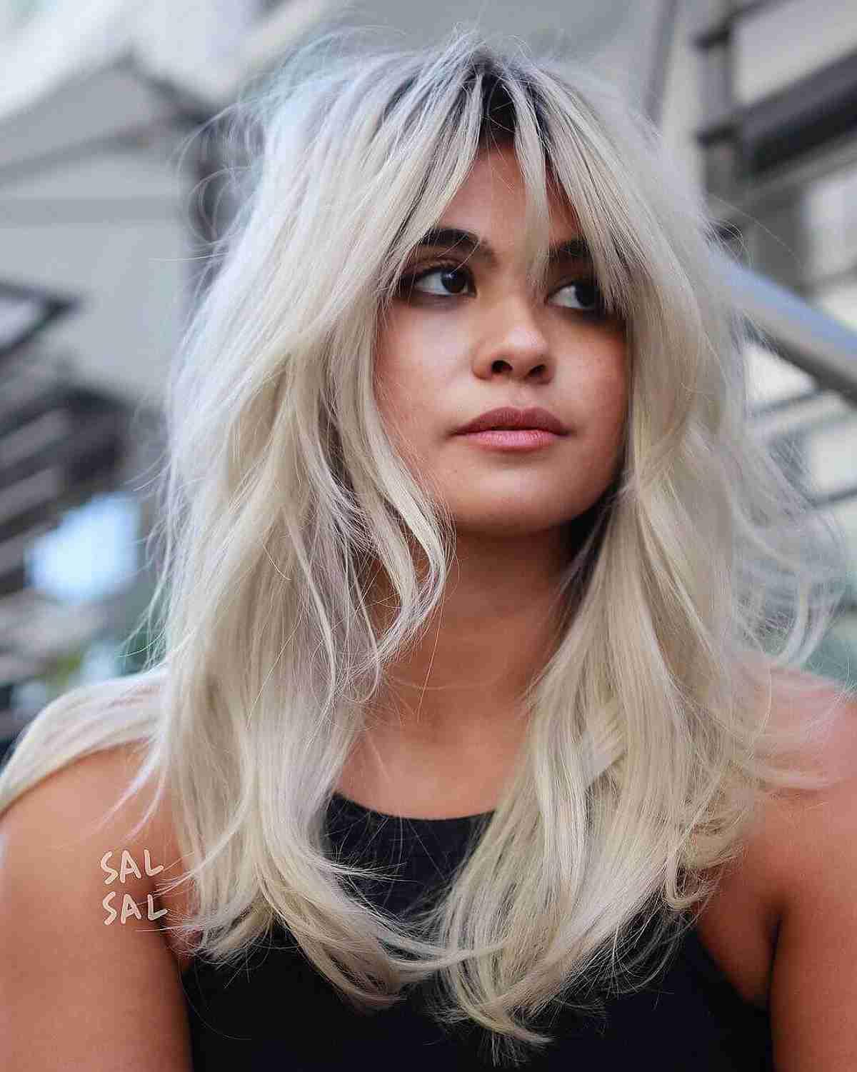 Messy Mid-Length Hair with Fringe and Layers