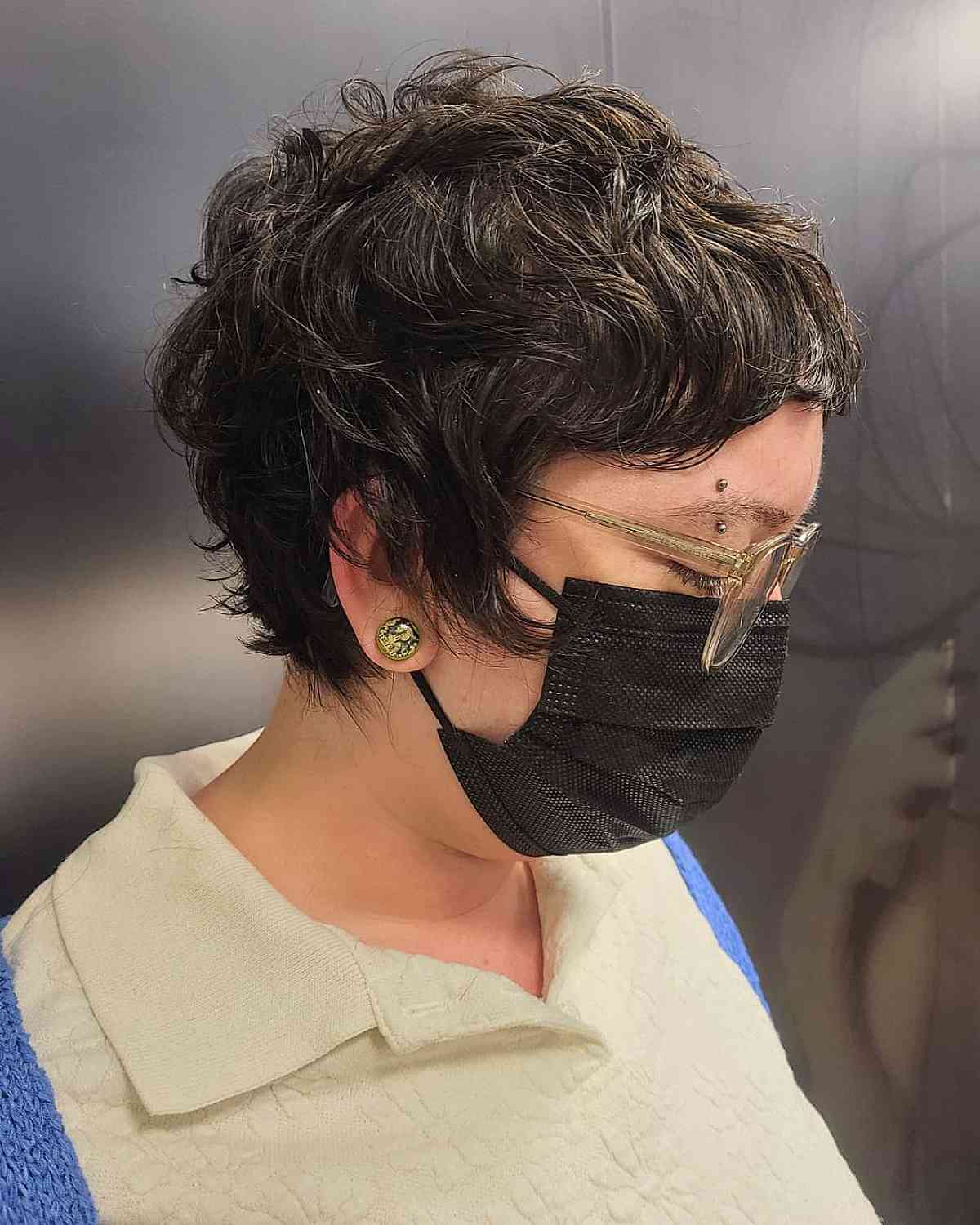 Shagged Pixie Cut on Wavy Hair for Old Women