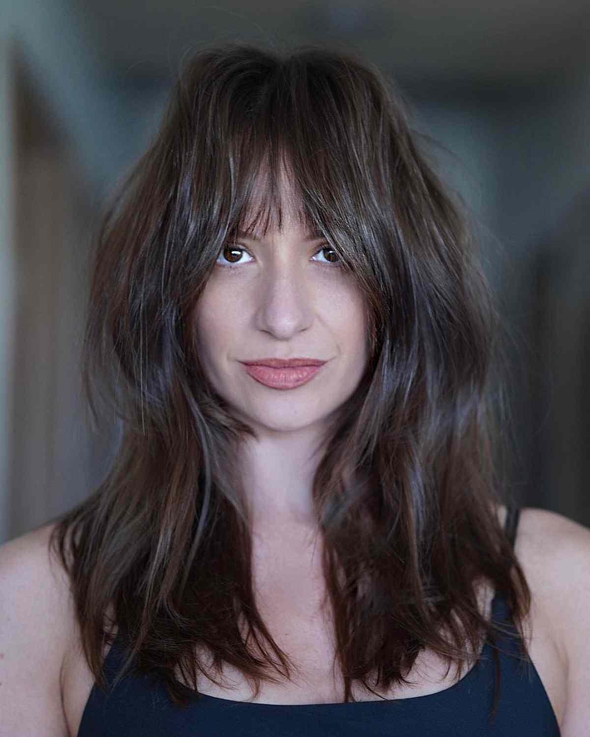 Shaggy Layers and Blended Bangs