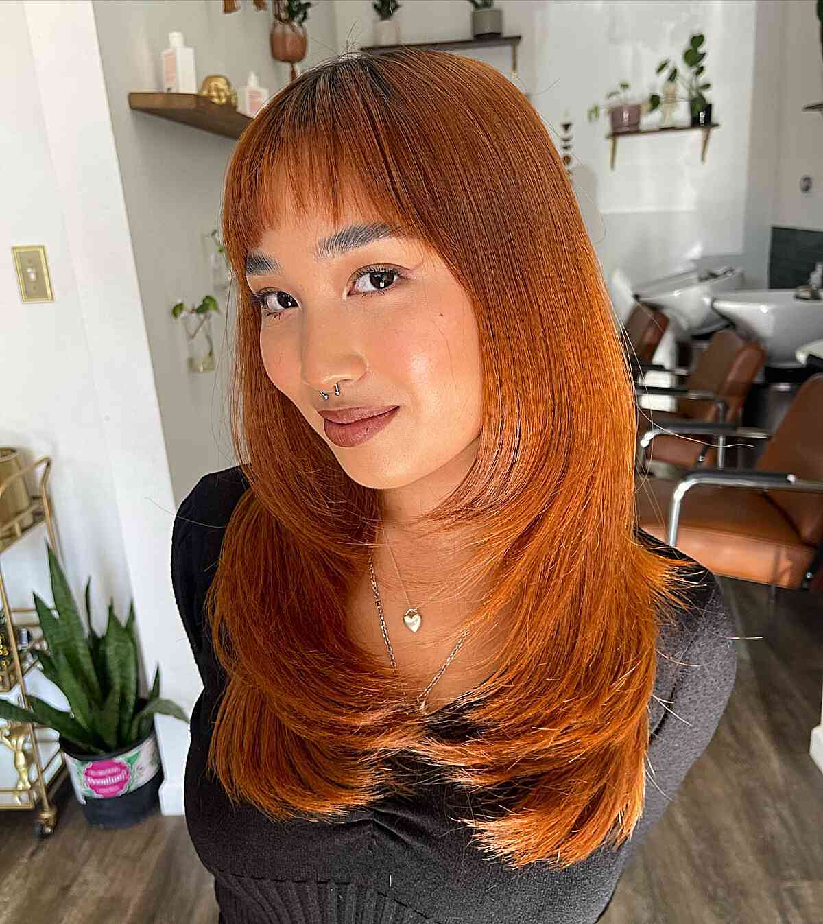 Short Front Bangs with Longer Layers