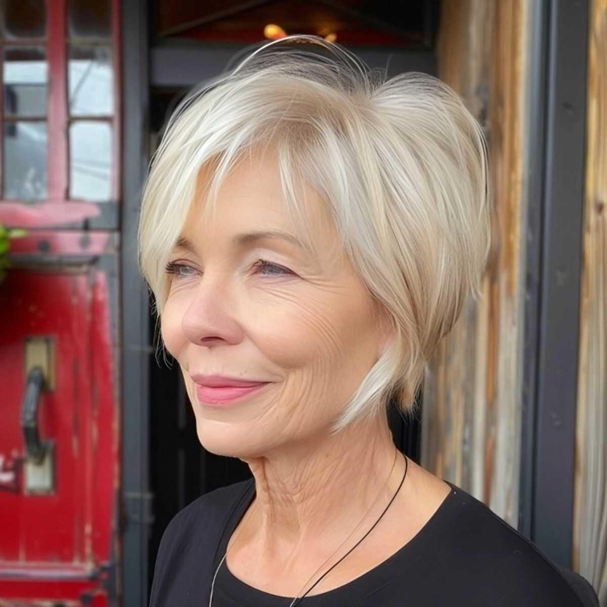 Short Pixie Bob for Older Women with Straight Hair