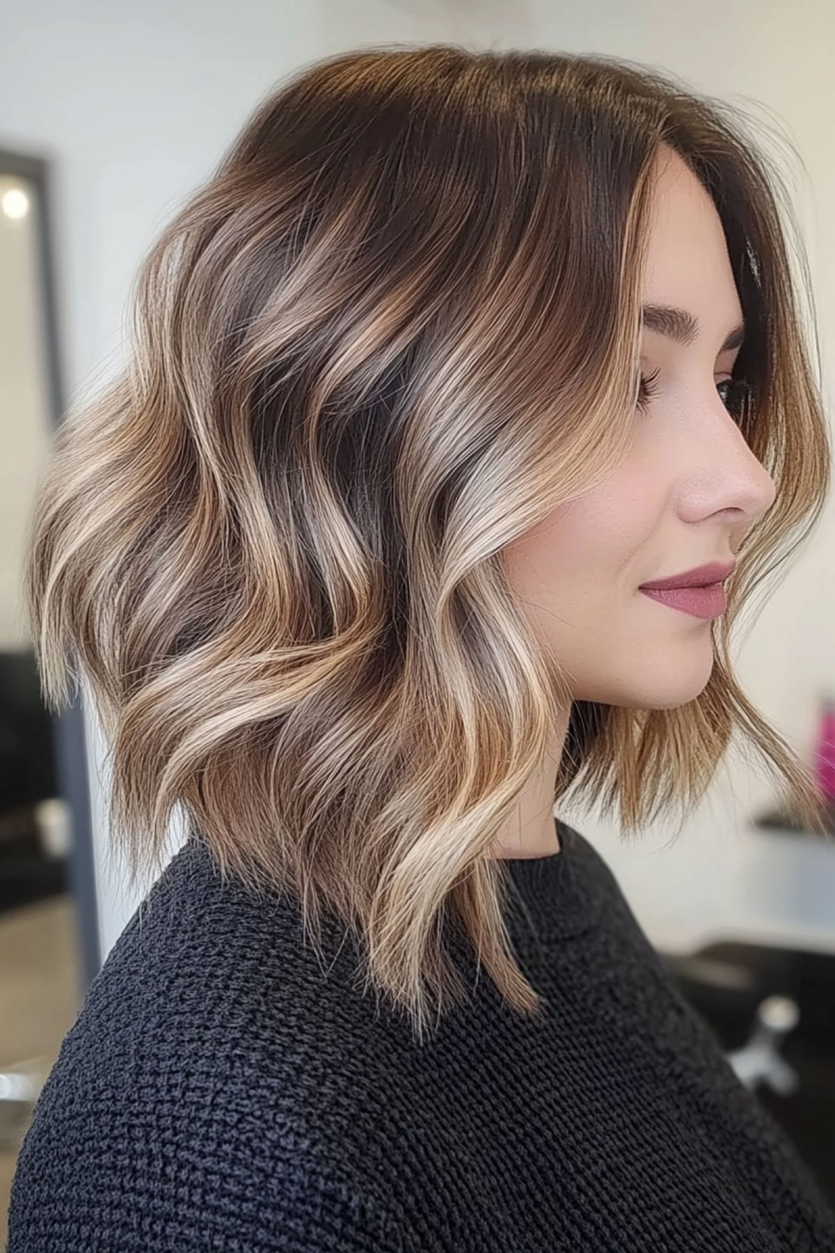 Stacked long bob for thick hair