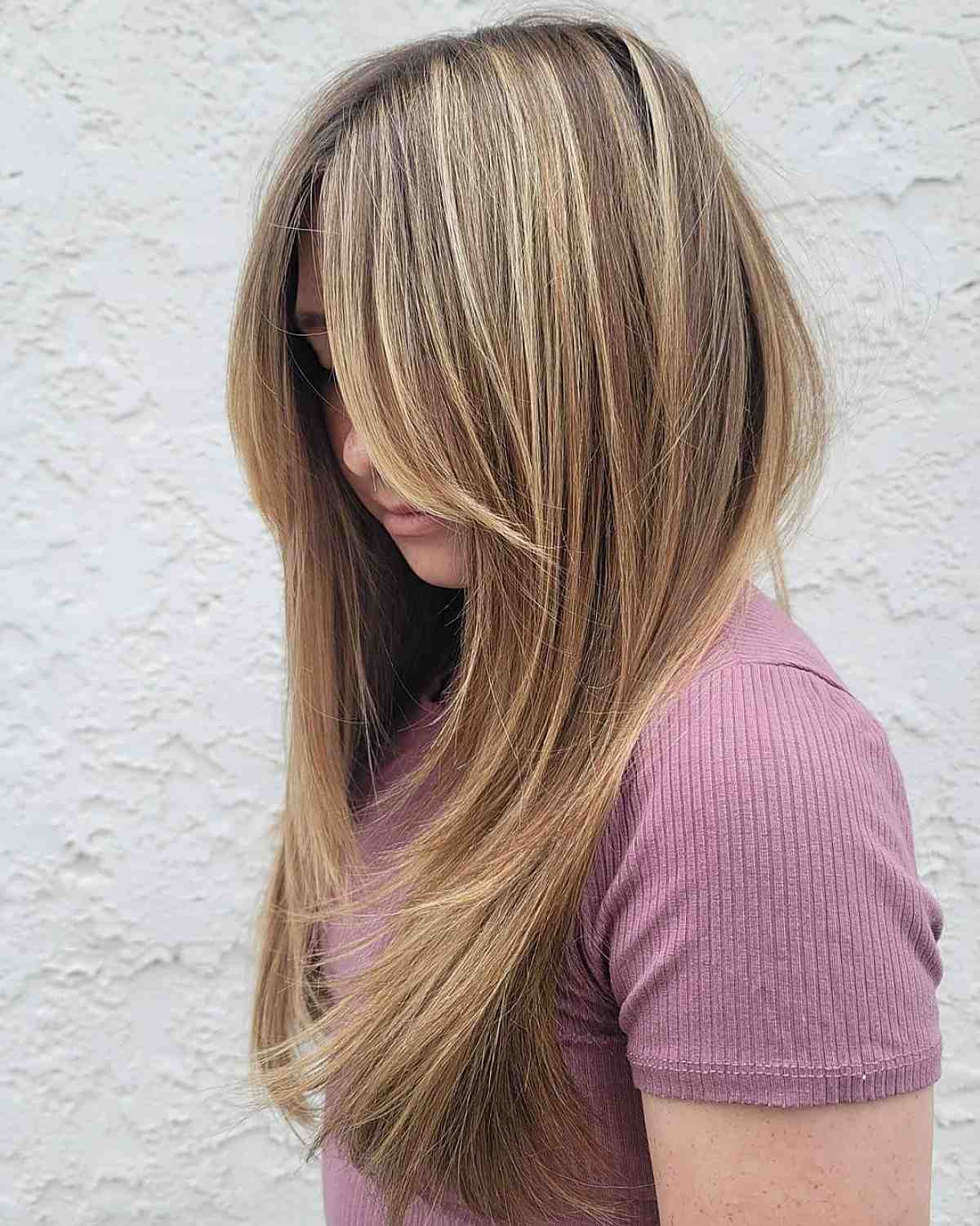 Straight Layered Hair with Balayage