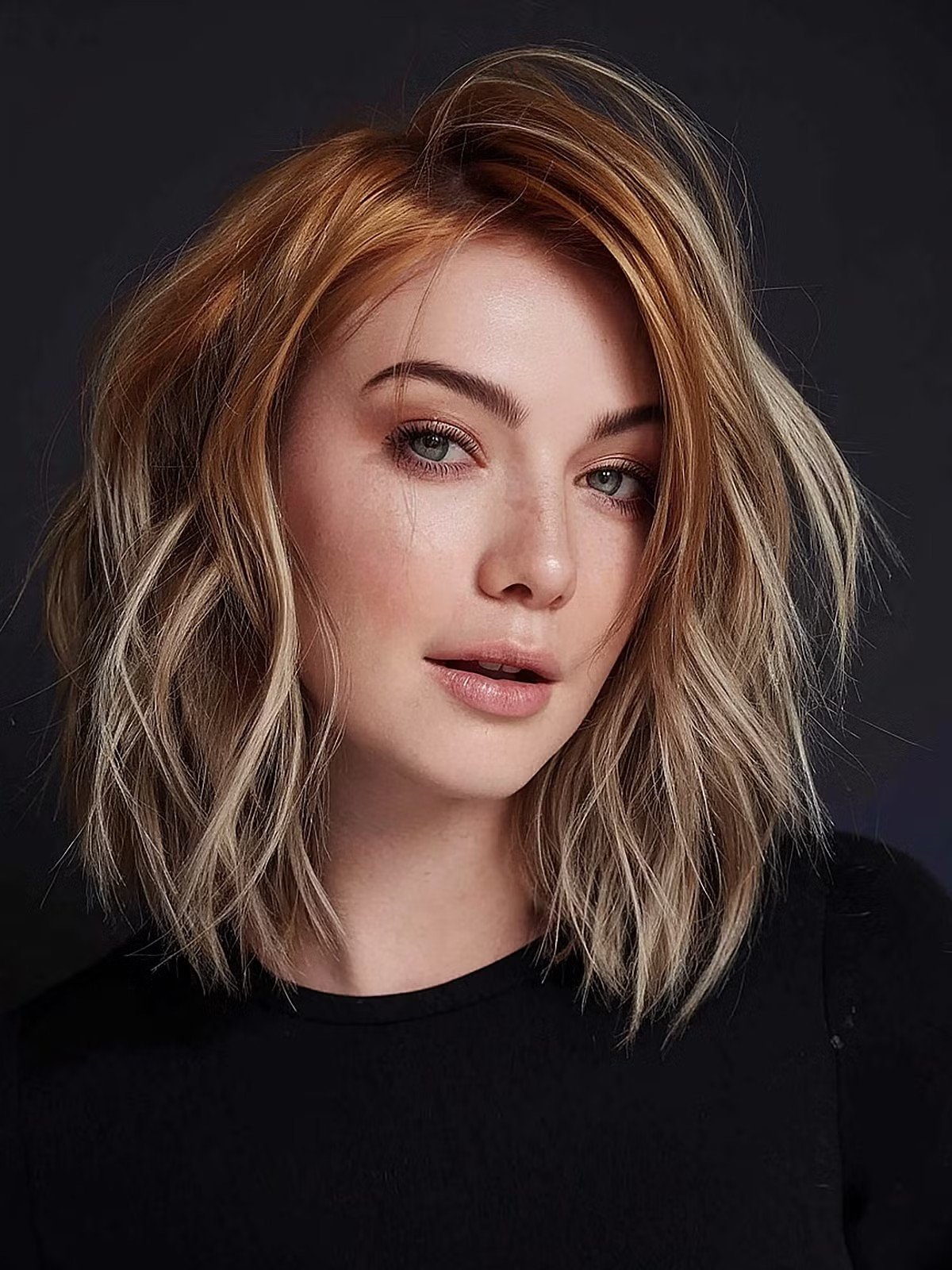 Stylish Shoulder-Length Choppy Bob with Balayage