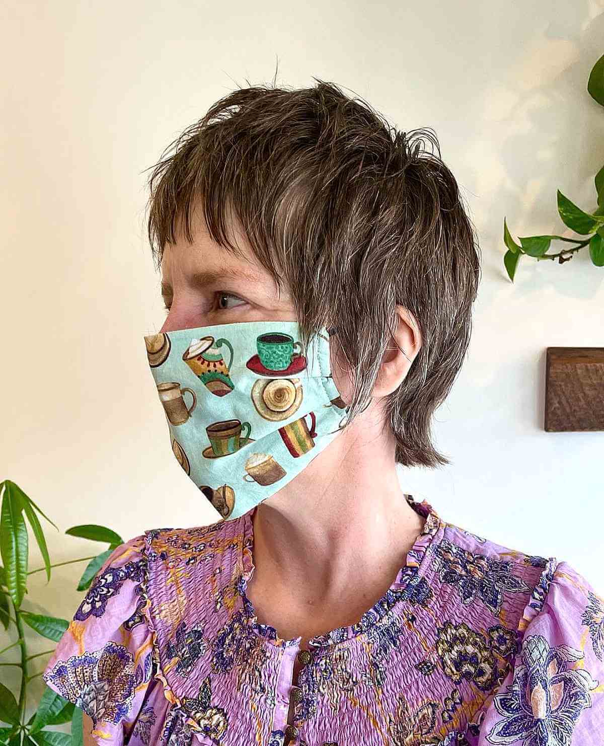 Textured Pixie Mullet with Wispy Bangs for Older Women