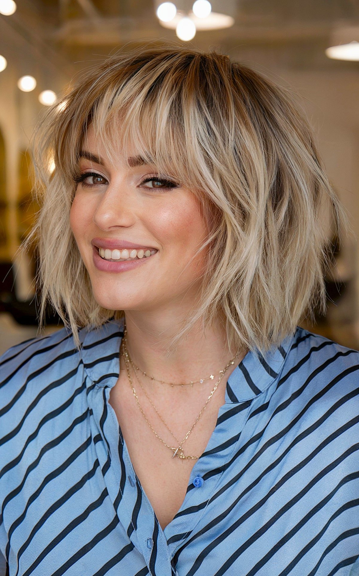 The Choppiest Bangs on a Bob for women with thick short hair