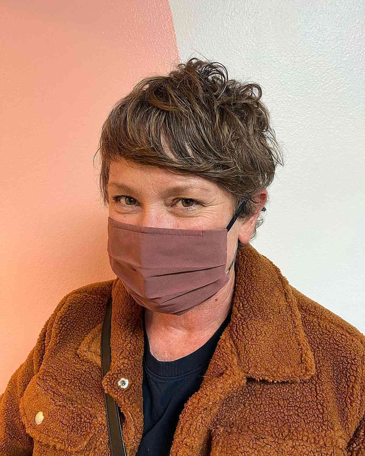 Tousled Pixie Shag with Side-Swept Bangs for an Old Woman