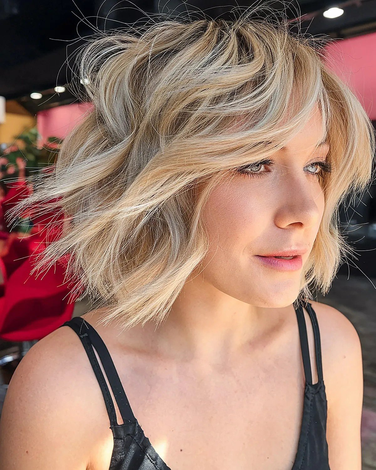 Trendy Chin-length bob with a side part