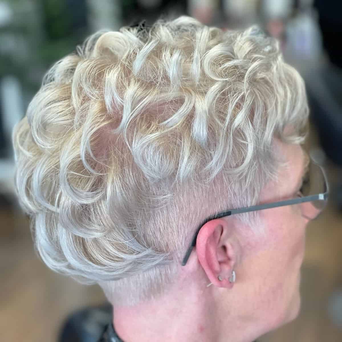 Wavy Pixie Cut for Older Women with Glasses