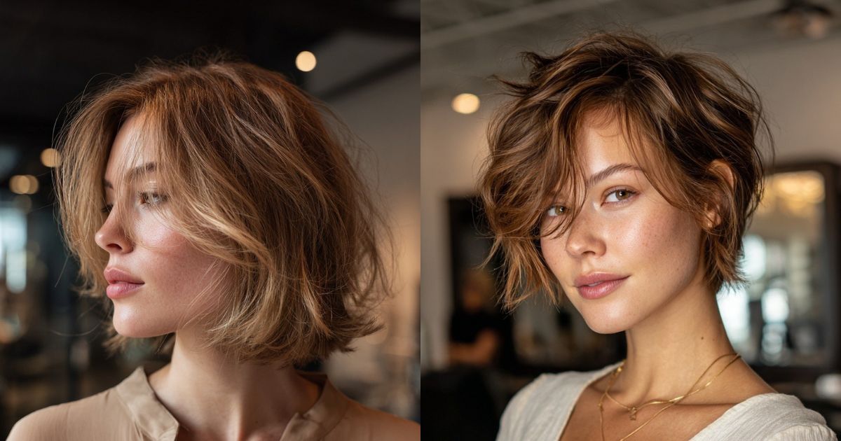 Sombre Pixie and Bob Cuts for a Natural Glow