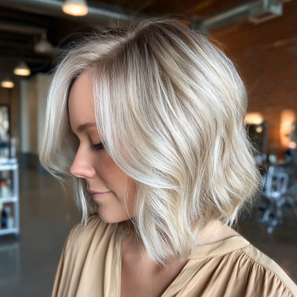 Ash Blonde Balayage Bob for Cool Definition