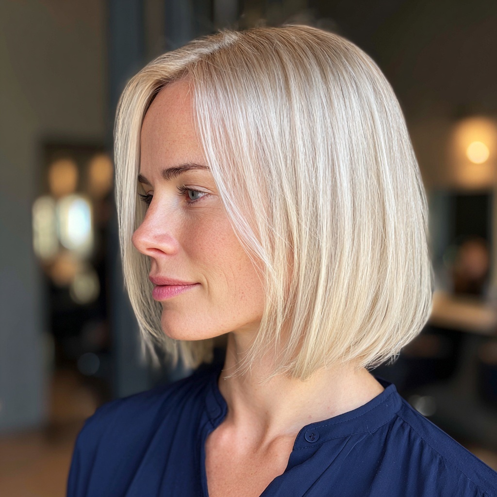 Ash Blonde Bob With Sleek Precision