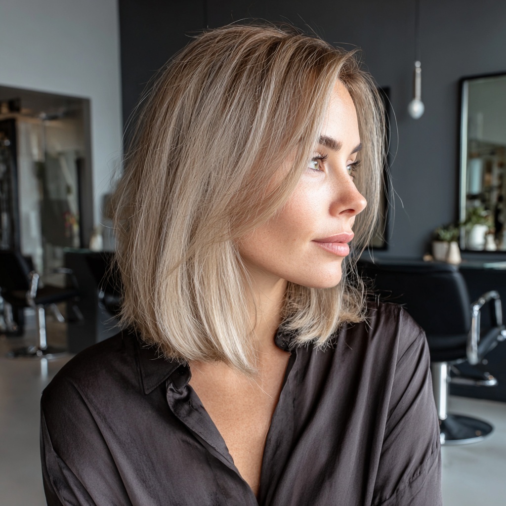 Ash Blonde Lob With Smooth Edges