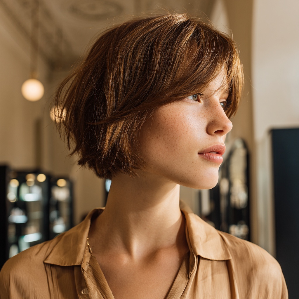 Asymmetrical Chin-Kiss Bob