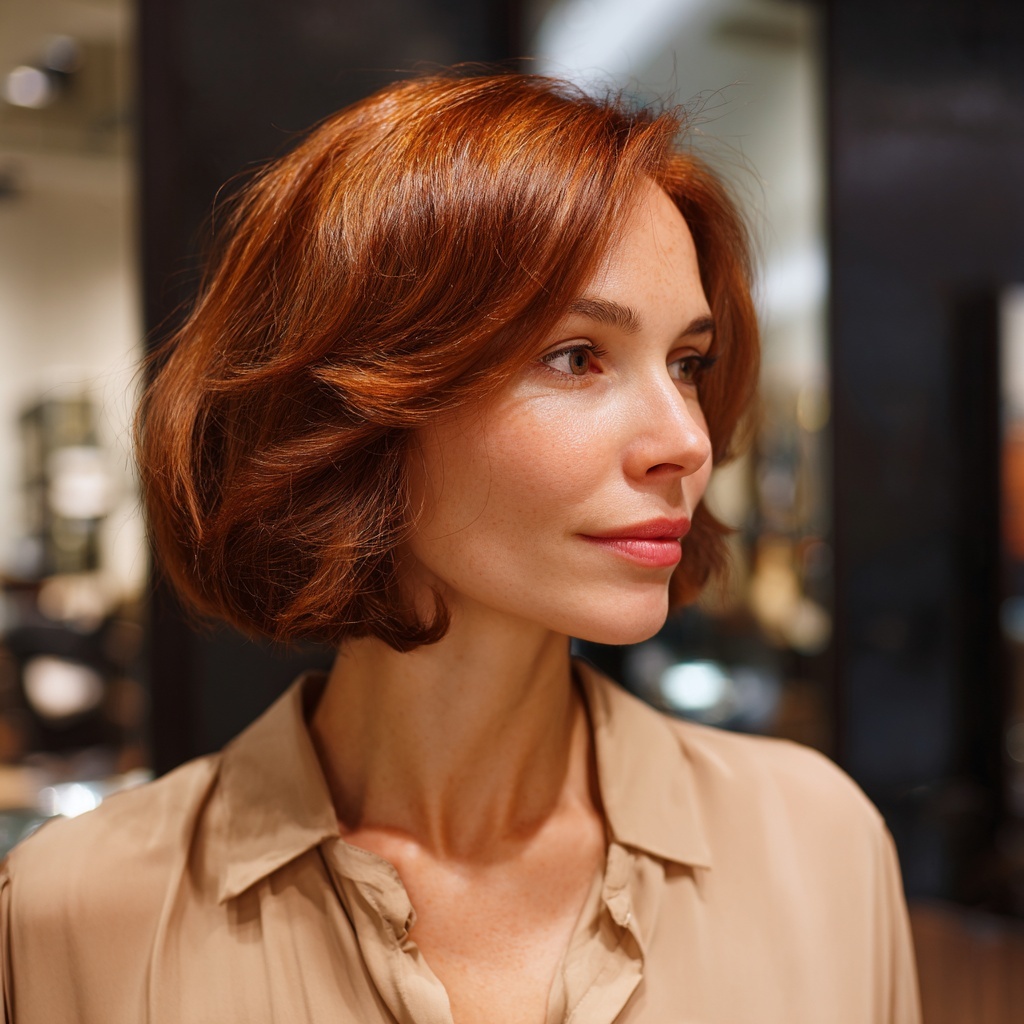 Auburn Polished Bob with Rounded Shape