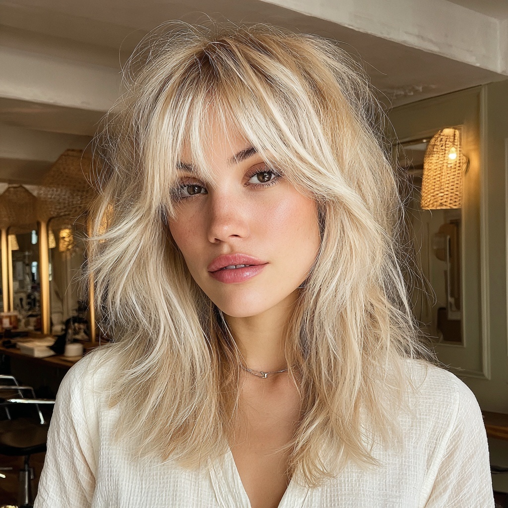 Beige Blonde Shag With Airy Layers