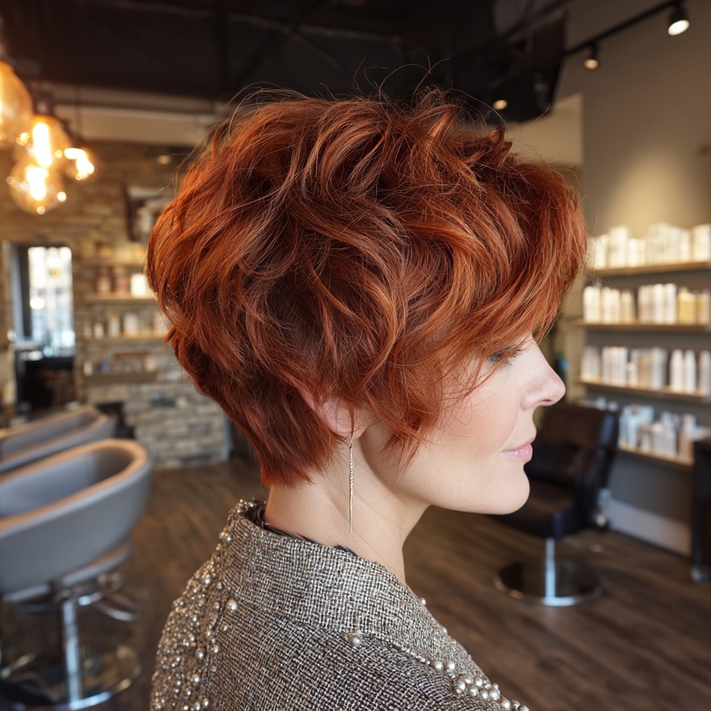 Brick Red Pixie with Textured Volume