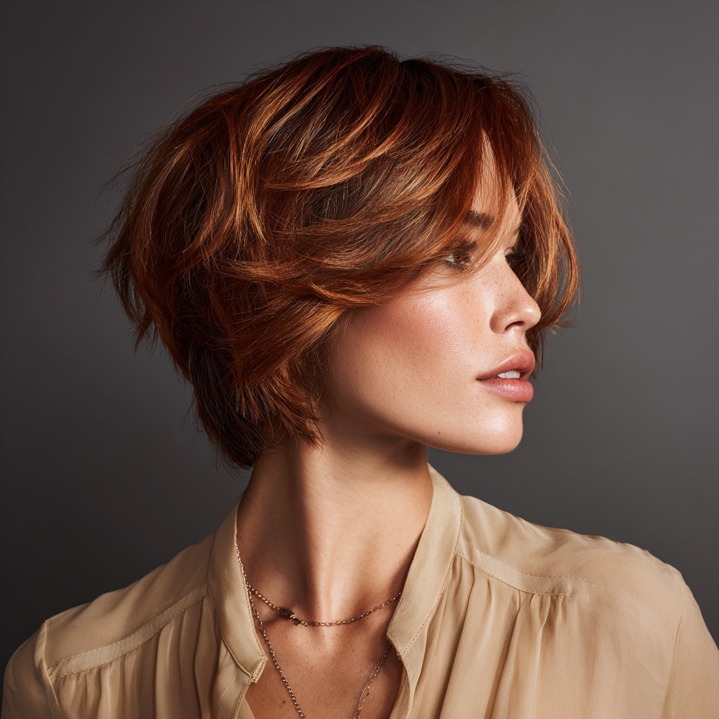 Bronze Ember Pixie with Layered Definition