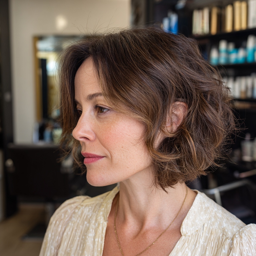 Brunette Balayage Bob with Airy Texture