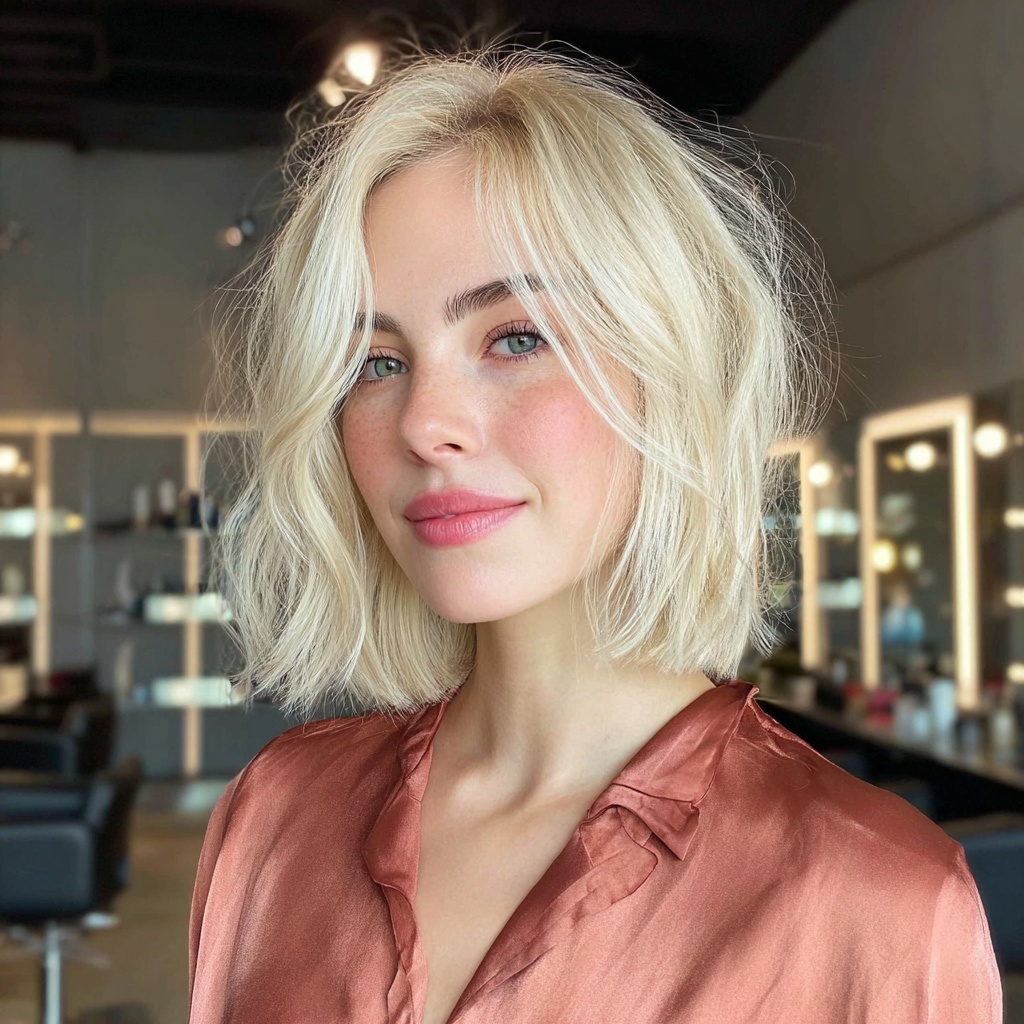 Buttercream Blonde Bob with Undone Muse Texture