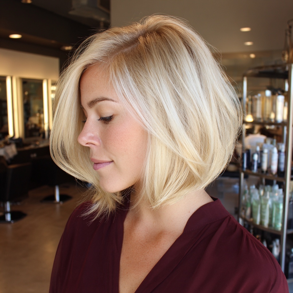 Buttermilk Blonde Bob with Easy Sweep
