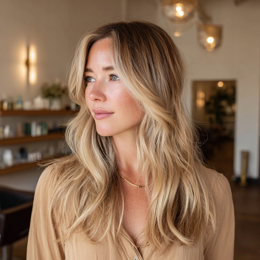 Buttery Balayage Shag with Airy Ends