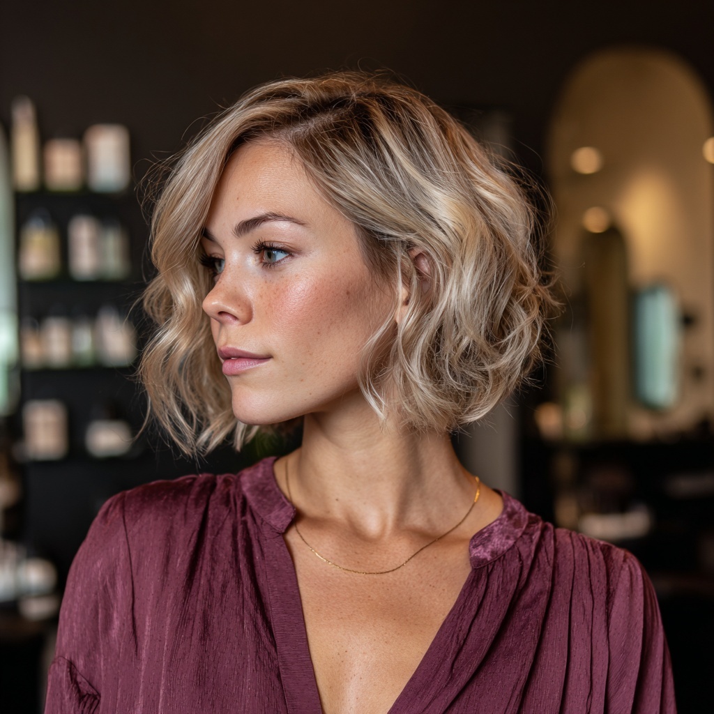 Champagne Blonde Collarbone Lob