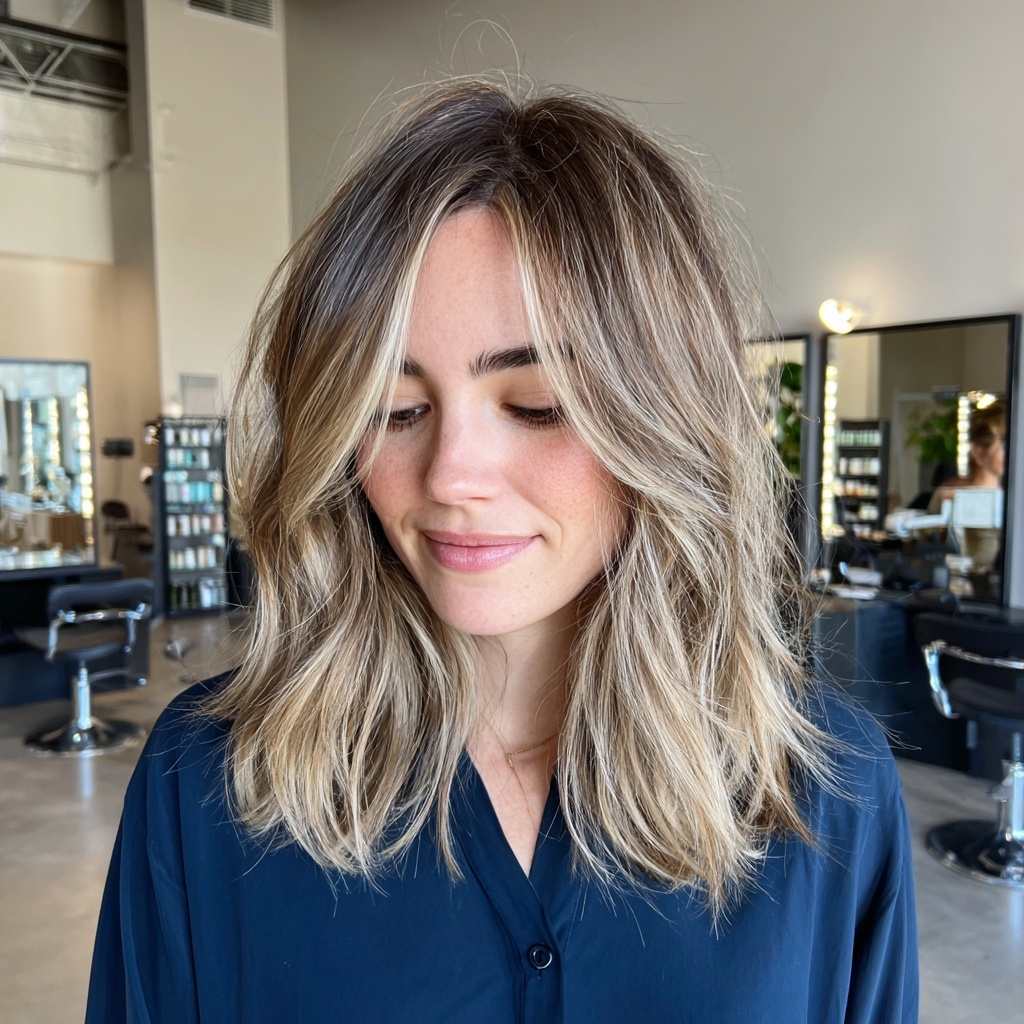 Choppy Lob Melt with Subtle Root Shadow