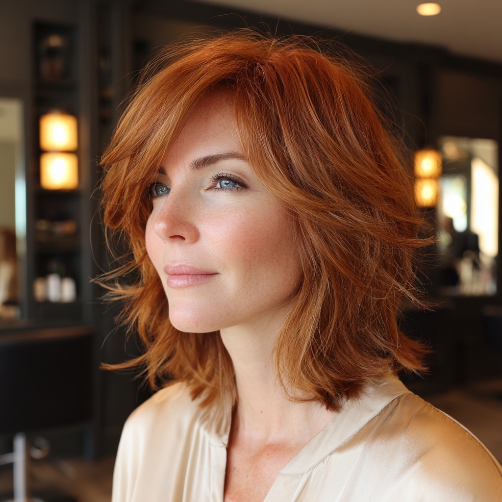 Cinnamon Spice Shag-Bob with Modern Edge