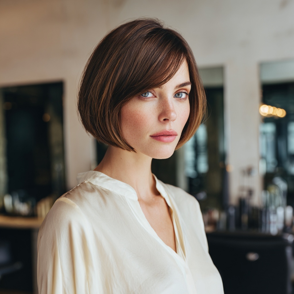 Classic C-Cut Bob Framing a Smooth Line