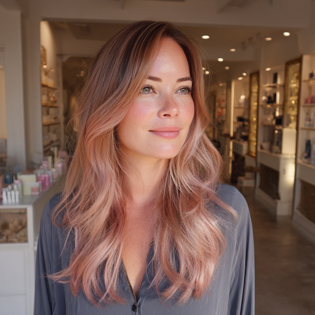 Classic Rose Balayage for Soft Brightness